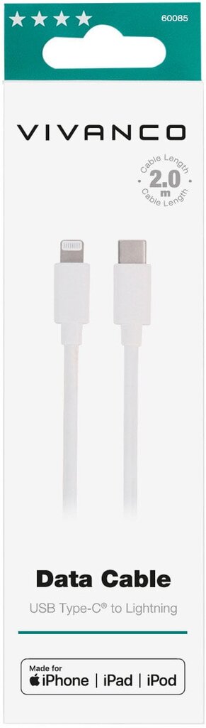 USB-C/Lightning kaabel 2m VIVANCO цена и информация | Mobiiltelefonide kaablid | hansapost.ee