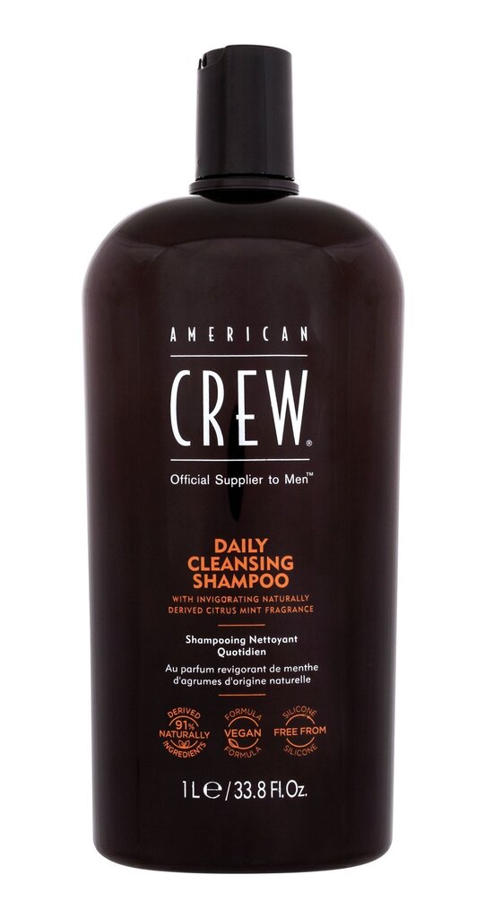 Juuksešampoon meestele American Crew Daily Cleansing, 1000 ml цена и информация | Šampoonid | hansapost.ee
