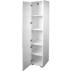 Высокий шкафчик-полка для ванной комнаты NORE Fin с 2 дверками, белый цена и информация | Шкафчики для ванной | hansapost.ee
