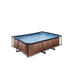 Каркасный бассейн Exit Wood с фильтром, 220x150x65 см, коричневый цена и информация | Бассейны | hansapost.ee