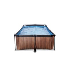 Каркасный бассейн Exit Wood с фильтром, 220x150x65 см, коричневый цена и информация | Бассейны | hansapost.ee
