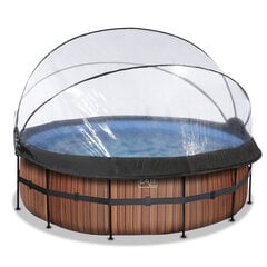 Каркасный бассейн с песочным фильтром, навесом и тепловым насосом Exit Wood, ø427x122 см, коричневый цена и информация | Бассейны | hansapost.ee