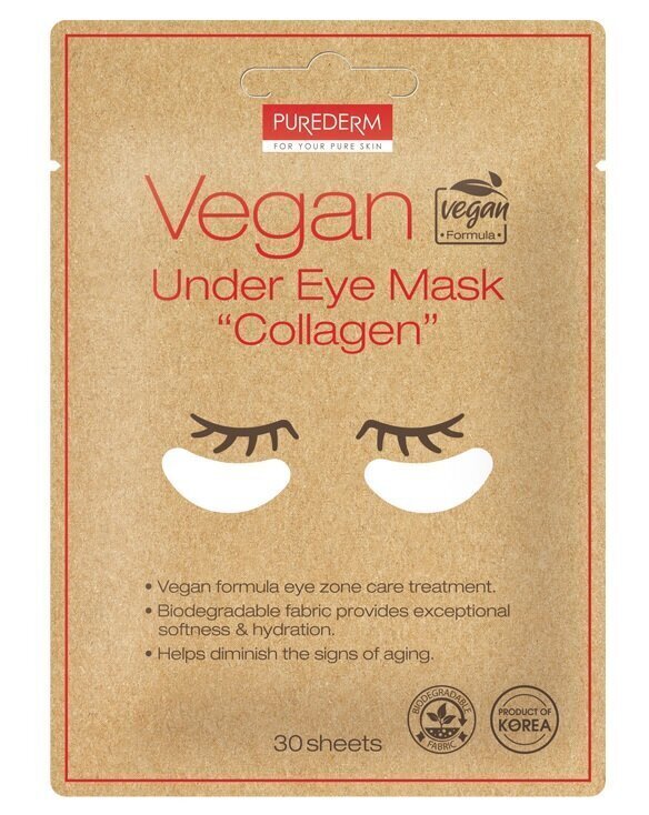 Vegan silmamask Purederm Collagen kollageeniga, 30 tk. hind ja info | Näomaskid ja silmamaskid | hansapost.ee