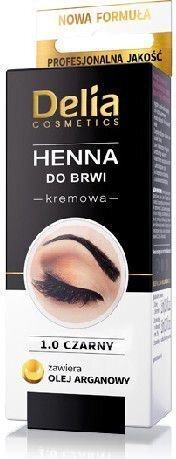 Kulmu- ja ripsmevärv Delia Cosmetics Henna Cream 15 ml, 1.0 Black цена и информация | Kulmupliiatsid, -puudrid ja -värvid | hansapost.ee