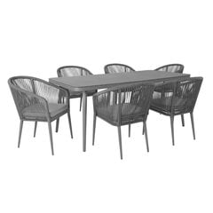 Komplekt ECCO laud ja 6 tooli (890910199) alumiiniumraam nöörpunutisega hind ja info | Välimööbli komplektid | hansapost.ee