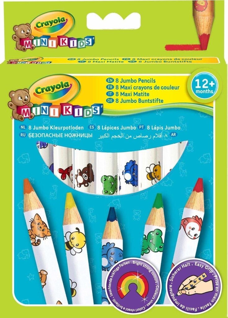Crayola, 8 suurt dekoreeritud pliiatsit цена и информация | Kunstitarbed, voolimise tarvikud | hansapost.ee