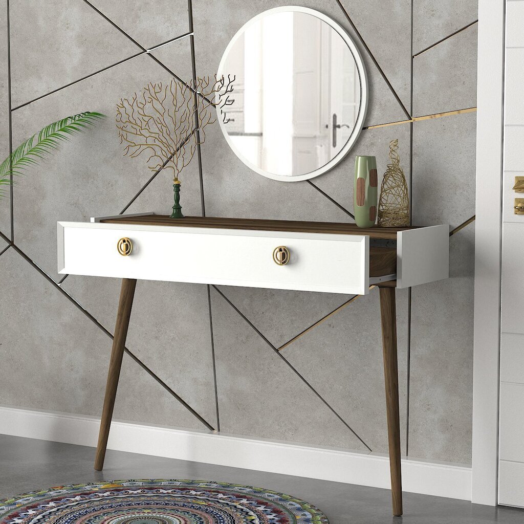 Konsoollaua ja peegli komplekt Kalune Design Nadya Aynali, valge цена и информация | Konsoollauad | hansapost.ee