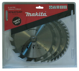 Puidu lõikeketas Makita D-44753, 185x30 mm, 3 tk hind ja info | Aiatööriistade varuosad | hansapost.ee