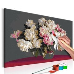 Tee ise - maal lõuendil - Valged lilled vaasis 60x40 cm hind ja info | Maalimiskomplektid numbrite järgi | hansapost.ee