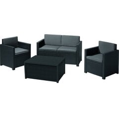 Комплект Monaco, стол, диван и 2 кресла с подушками, графит, ТМ Keter цена и информация | Комплекты уличной мебели | hansapost.ee