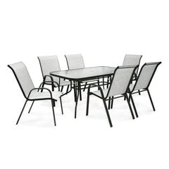 Садовая мебель Dublin, стол и 6 стульев, 150x90x72cм, серая / серебряная цена и информация | Комплекты уличной мебели | hansapost.ee