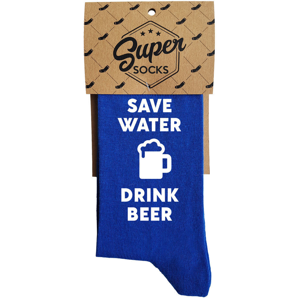 Sokid "Save water - drink beer" hind ja info | Lõbusad sokid | hansapost.ee