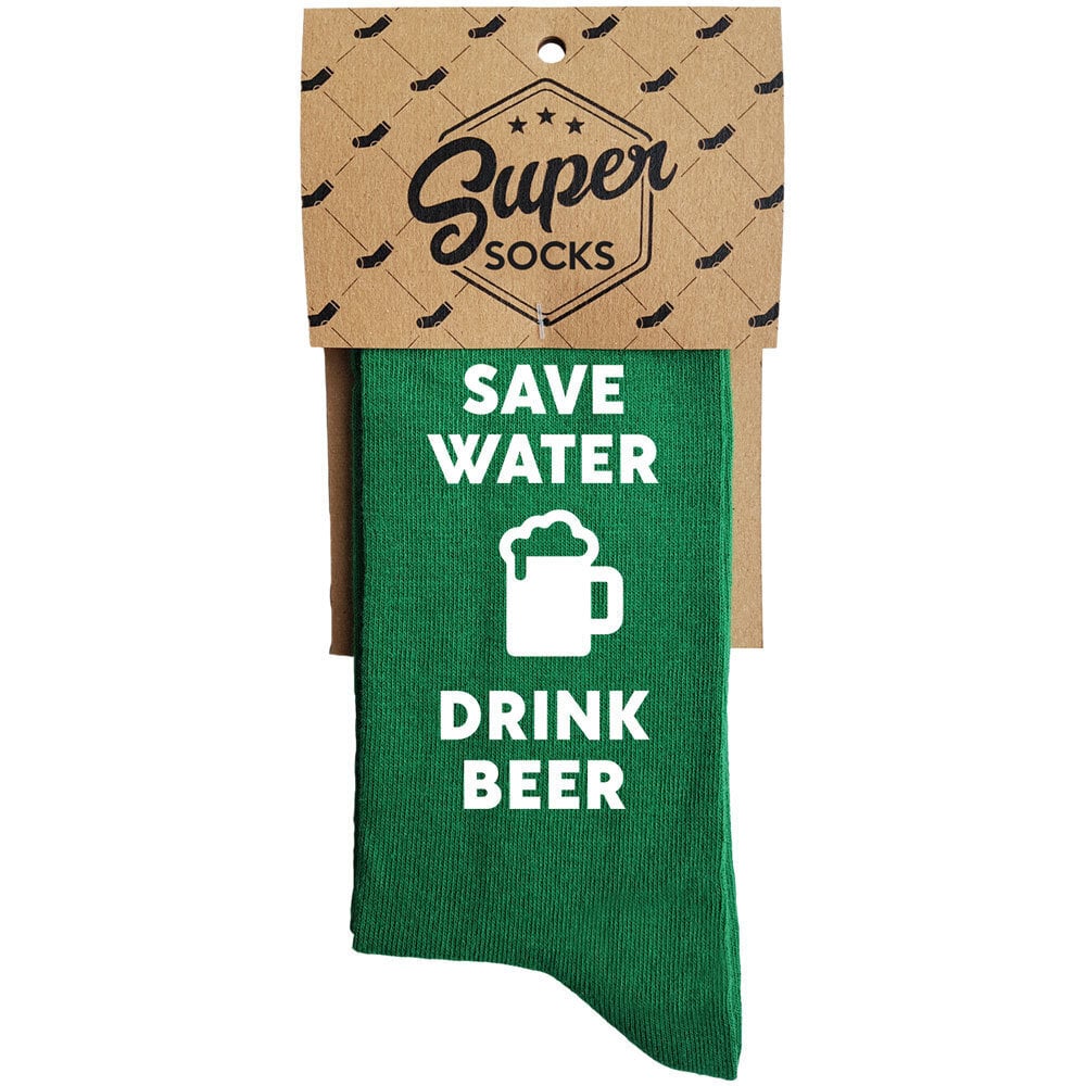 Sokid "Save water - drink beer" hind ja info | Lõbusad sokid | hansapost.ee