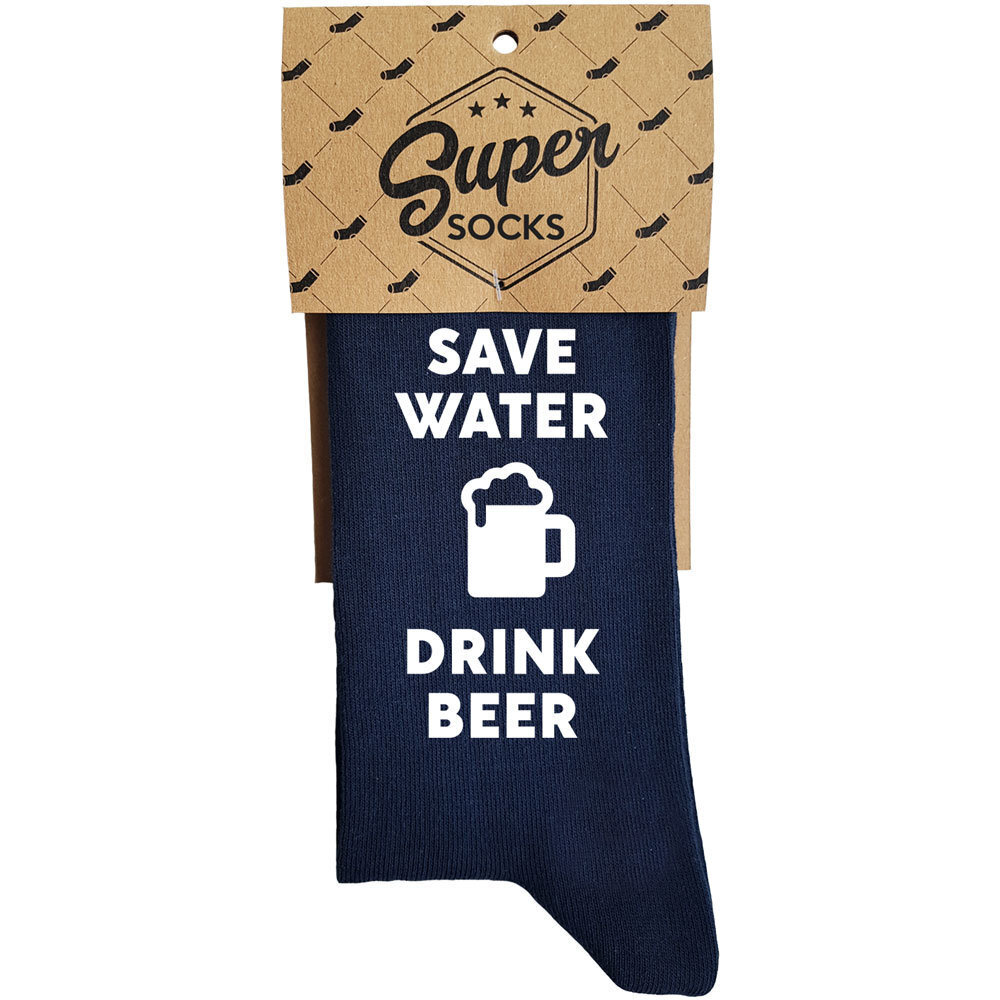 Sokid "Save water - drink beer" цена и информация | Lõbusad sokid | hansapost.ee