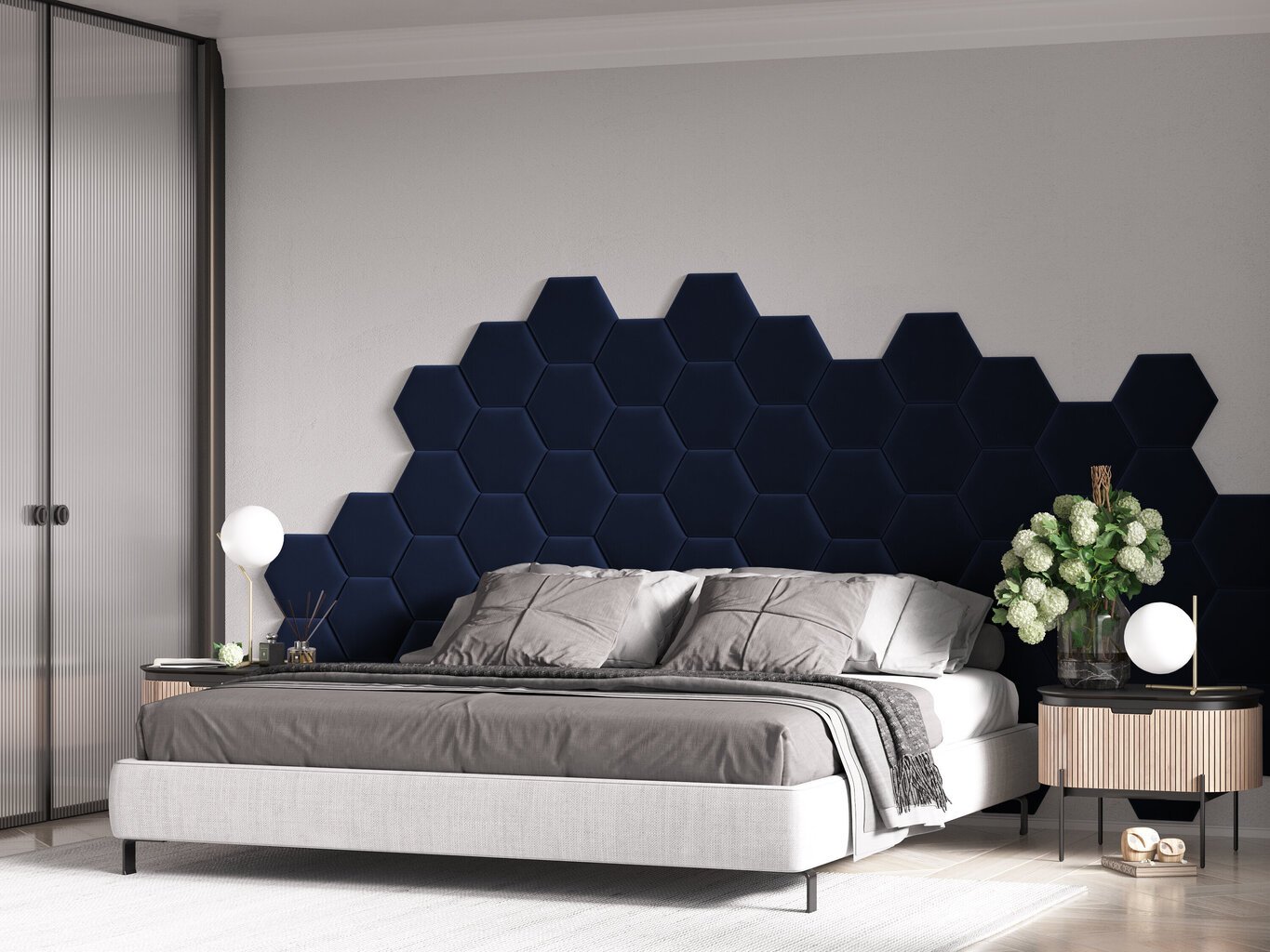 Pehmed seinapaneelid, 3 tk, Cosmopolitan Design Lovon L6, sinine hind ja info | Pehmed seinapaneelid | hansapost.ee
