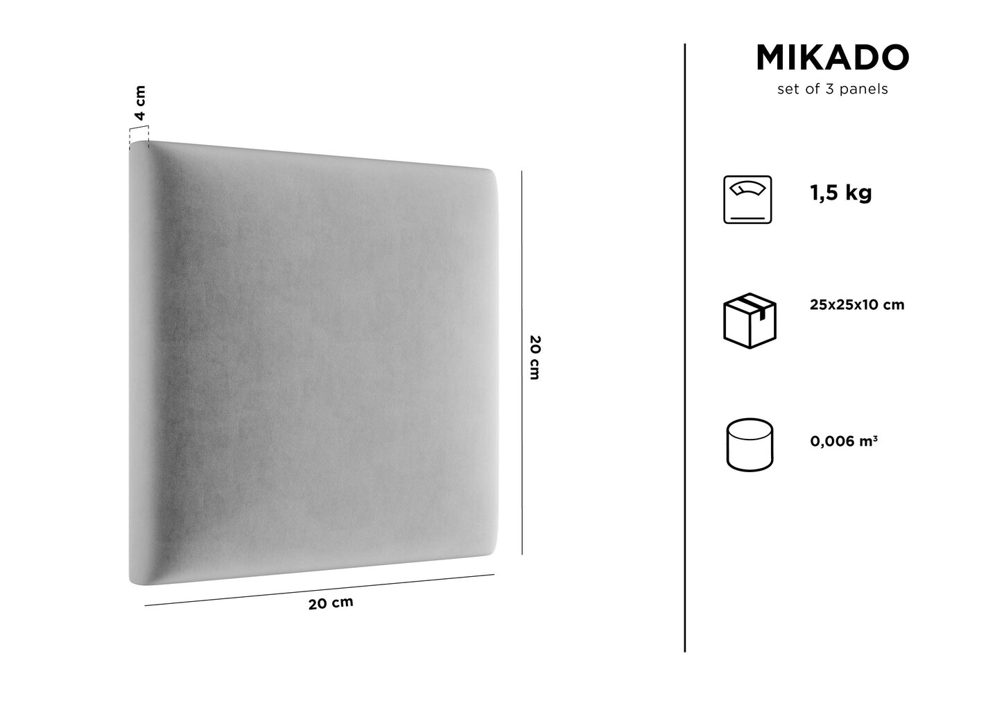 Pehmed seinapaneelid, 3 tk, Kooko Home Mikado R1, kollane hind ja info | Pehmed seinapaneelid | hansapost.ee