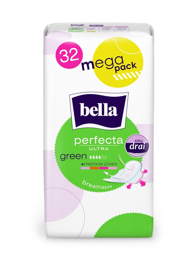 Hügieenisidemed Bella Perfecta Ultra Green, 32 tk hind ja info | Tampoonid, hügieenisidemed ja menstruaalanumad | hansapost.ee