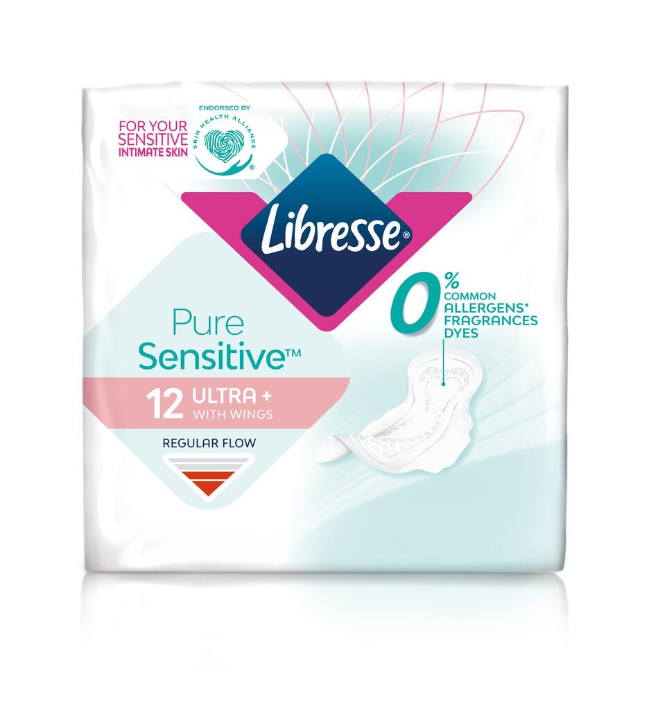 Hügieenisidemed Libresse Pure Sensitive Normal, 12 tk. hind ja info | Tampoonid, hügieenisidemed ja menstruaalanumad | hansapost.ee