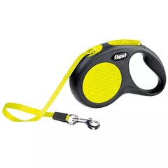 Flexi автоматический поводок Neon S, желтый, 5 м цена и информация | Поводки для собак | hansapost.ee