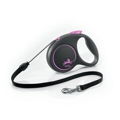 Flexi автоматический поводок Black Design S, розовый, 5 лет цена и информация | Поводки для собак | hansapost.ee