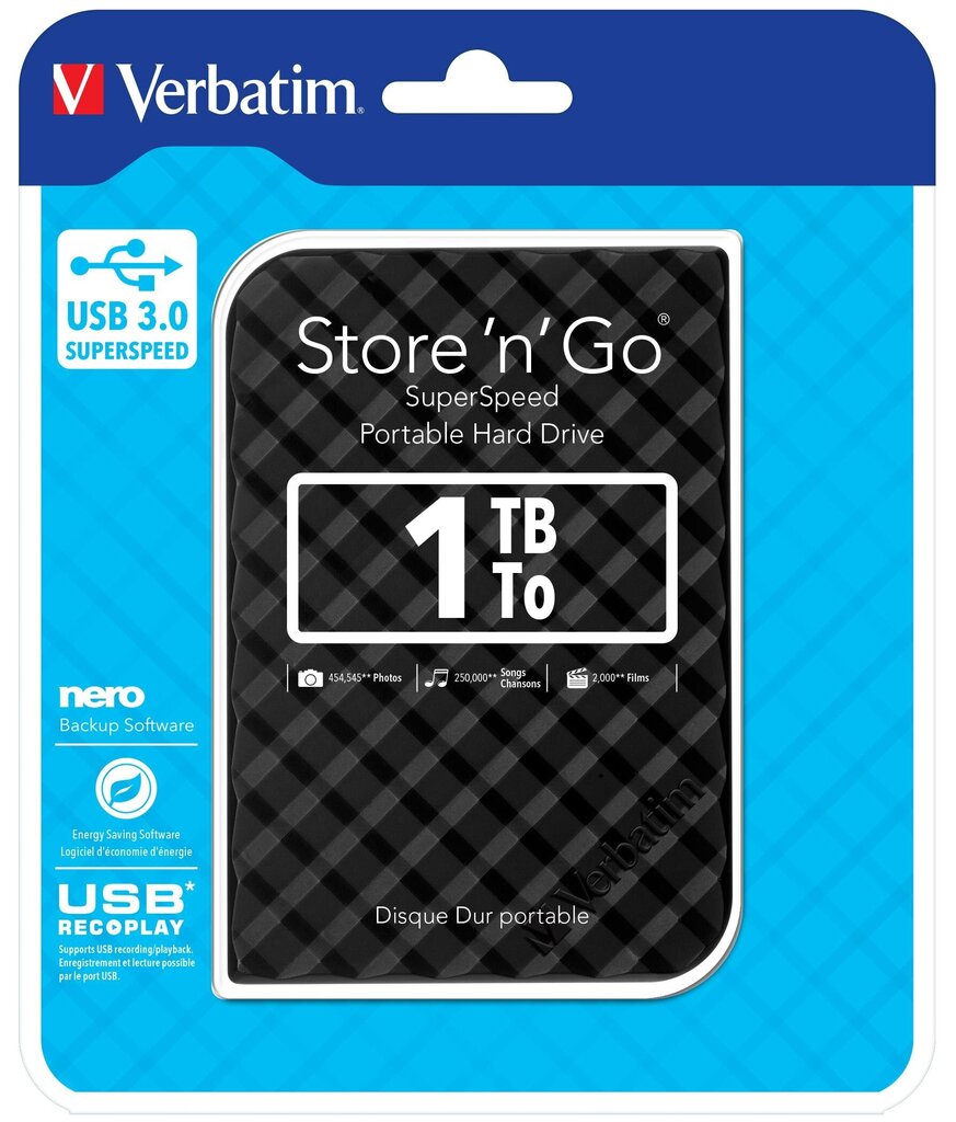 Väline kõvaketas Verbatim Store 'n' Go 2,5'' 1TB, USB 3.0 цена и информация | Välised kõvakettad | hansapost.ee