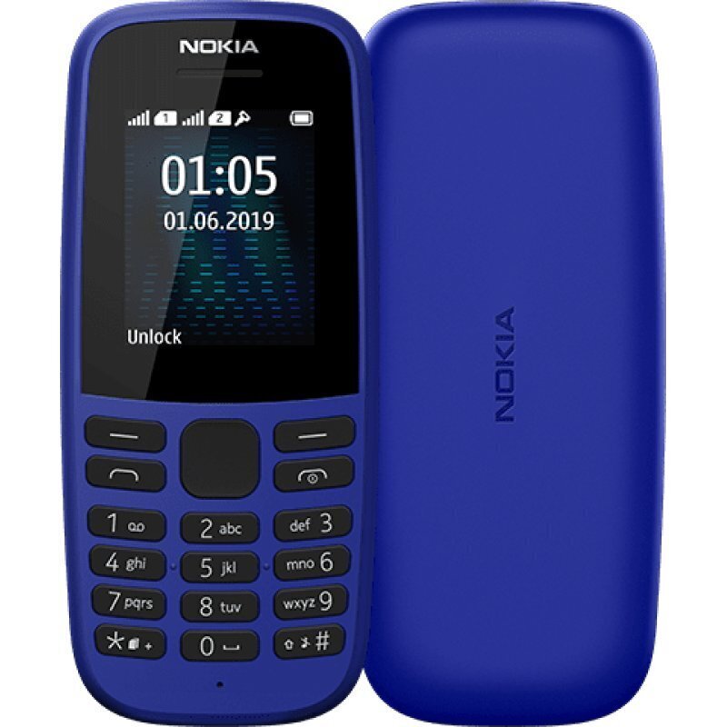 Nokia 105 (2019), 4MB, Dual SIM, Blue цена и информация | Telefonid | hansapost.ee