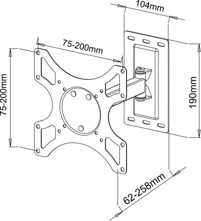 Telerikinnitus Sbox LCD-2901, Vesa 200x200, 19"-43" hind ja info | Teleri seinakinnitused ja hoidjad | hansapost.ee