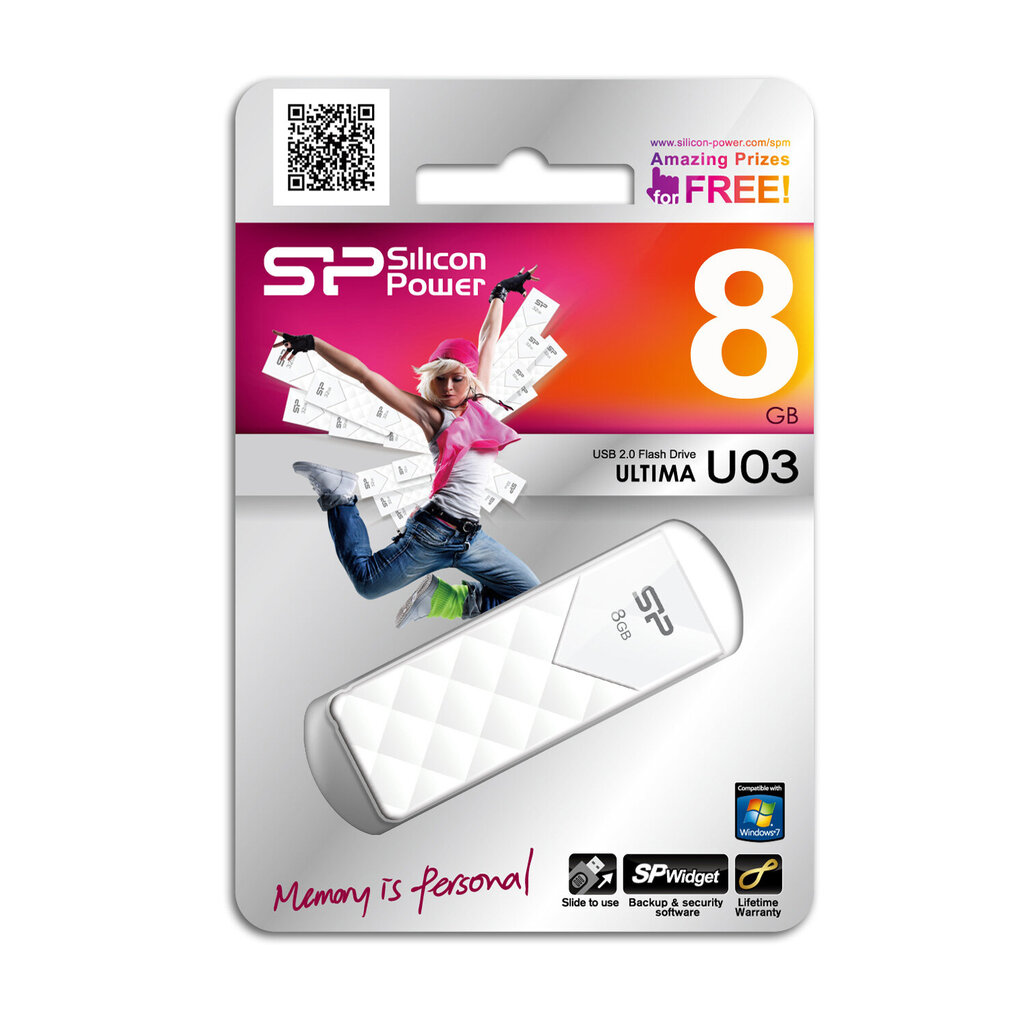 Silicon Power memory USB Ultima U03 8GB USB 2.0 White hind ja info | Mälupulgad | hansapost.ee