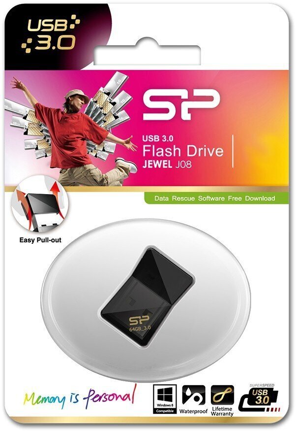 Silicon Power mälupulk 64GB Jewel J08 USB 3.0, must hind ja info | Mälupulgad | hansapost.ee