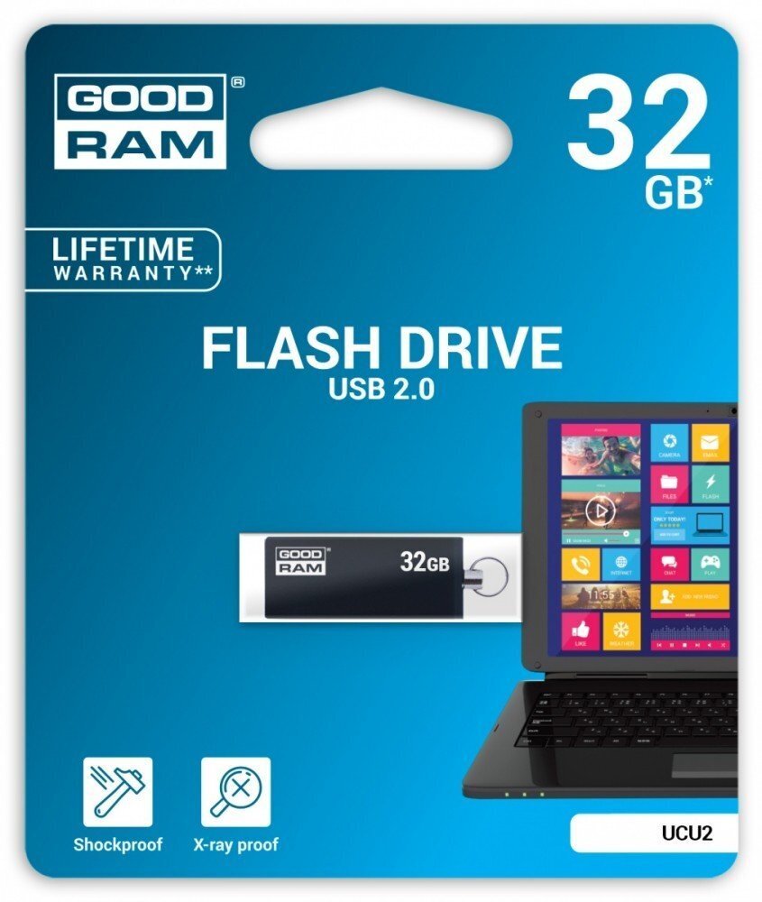 Mälupulk Goodram - Cube 32 GB, USB2, must цена и информация | Mälupulgad | hansapost.ee
