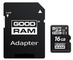 Goodram MicroSD 16GB Class 10 / UHS 1 + Adapter SD цена и информация | Mälukaardid mobiiltelefonidele | hansapost.ee