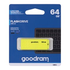 GOODRAM FLASHDRIVE 64 ГБ UME2 USB 2.0 ЖЕЛТЫЙ цена и информация | USB накопители данных | hansapost.ee