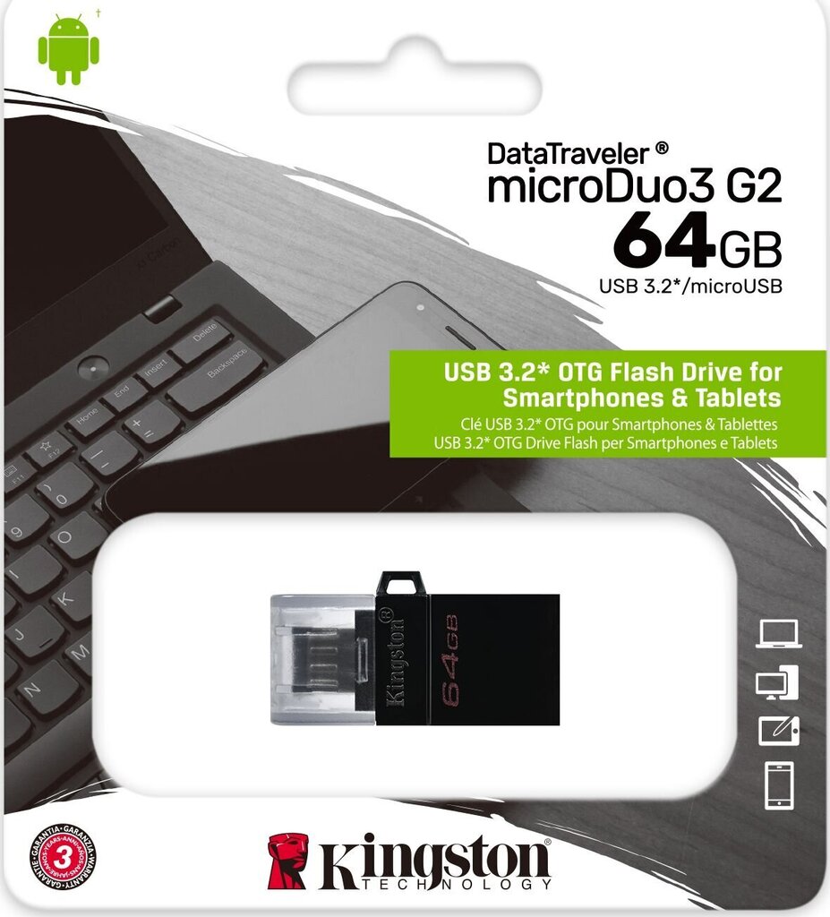 USB3 mälupulk.2/64GB DTDUO3G2/64GB KINGSTON цена и информация | Mälupulgad | hansapost.ee