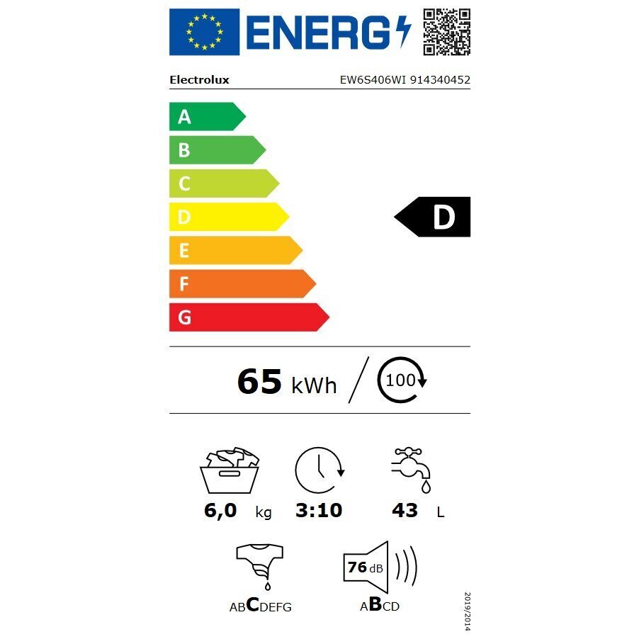 Electrolux EW6S406WI цена и информация | Pesumasinad | hansapost.ee