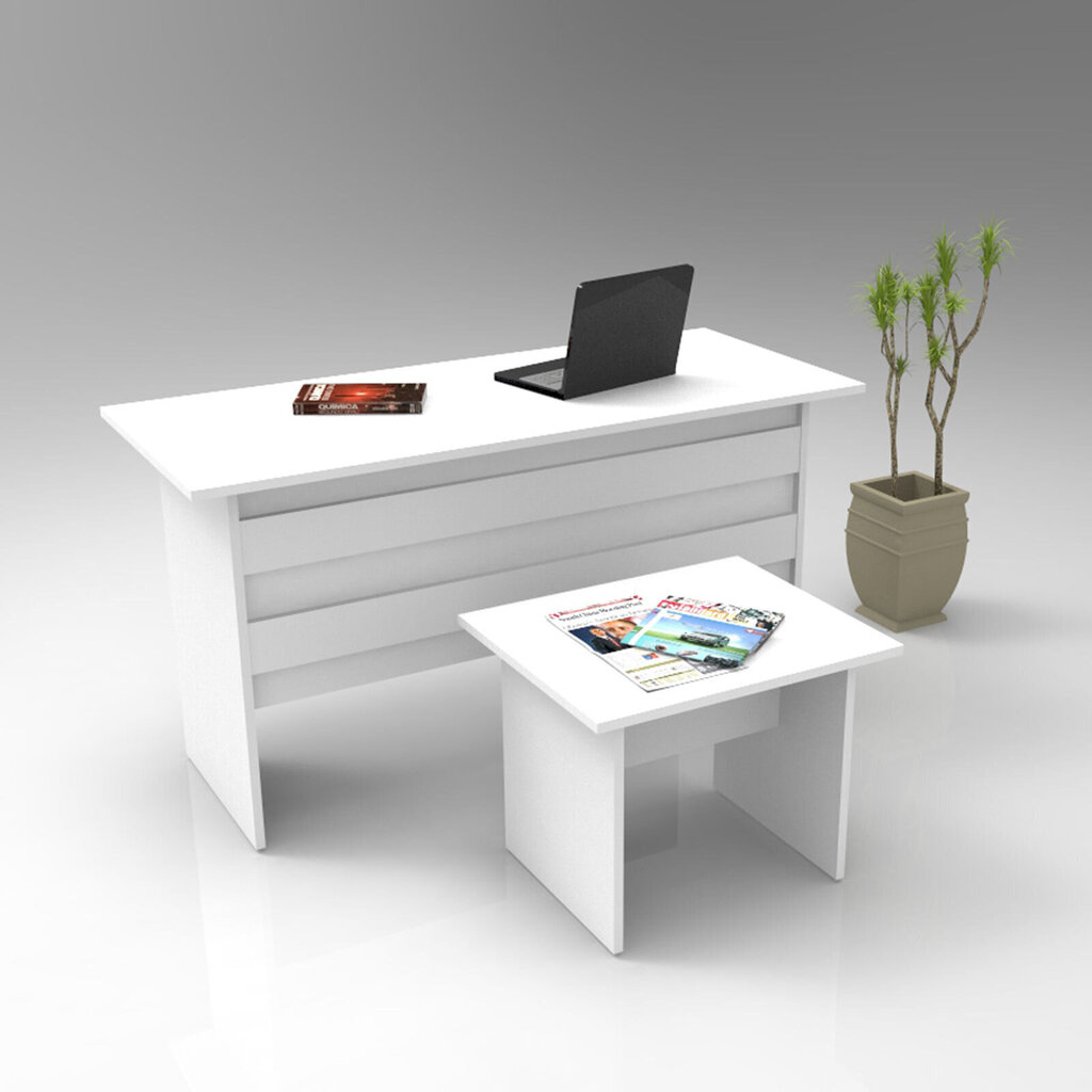 Kirjutuslaua ja diivanilaua komplekt Kalune Design VO8, valge hind ja info | Arvutilauad, kirjutuslauad | hansapost.ee