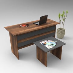 Комплект письменного и кофейного столов Kalune Design VO8, коричневый/серый цена и информация | Компьютерные, письменные столы | hansapost.ee