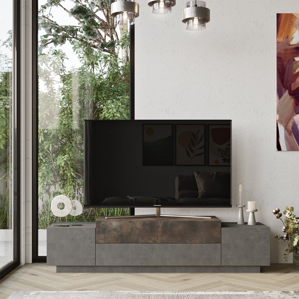 TV-laud Kalune Design FD1, pruun/hall hind ja info | Televiisori alused | hansapost.ee