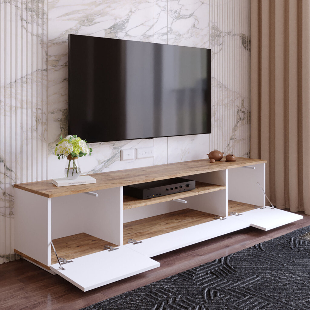 TV-laud Kalune Design FR7, pruun/valge hind ja info | Televiisori alused | hansapost.ee