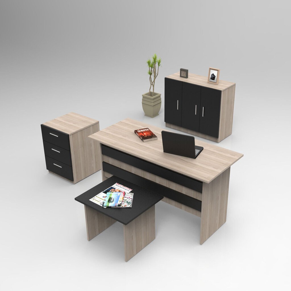 Mööblikomplekt Kalune Design VO12, pruun/must hind ja info | Arvutilauad, kirjutuslauad | hansapost.ee
