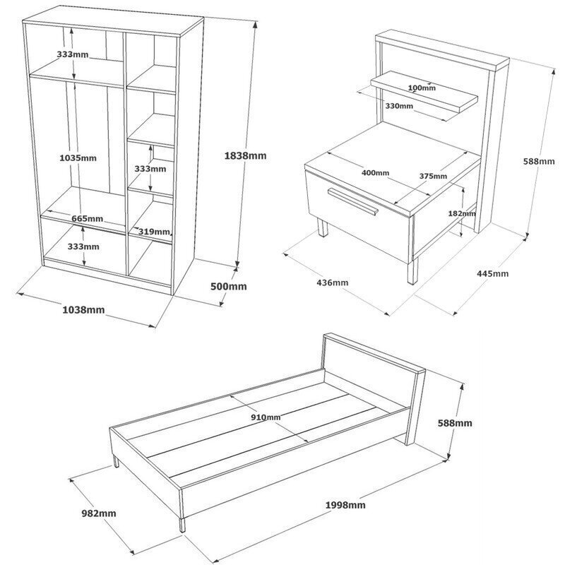 Lastetoa mööblikomplekt Kalune Design HM10, pruun/hall цена и информация | Lastetoa komplektid | hansapost.ee