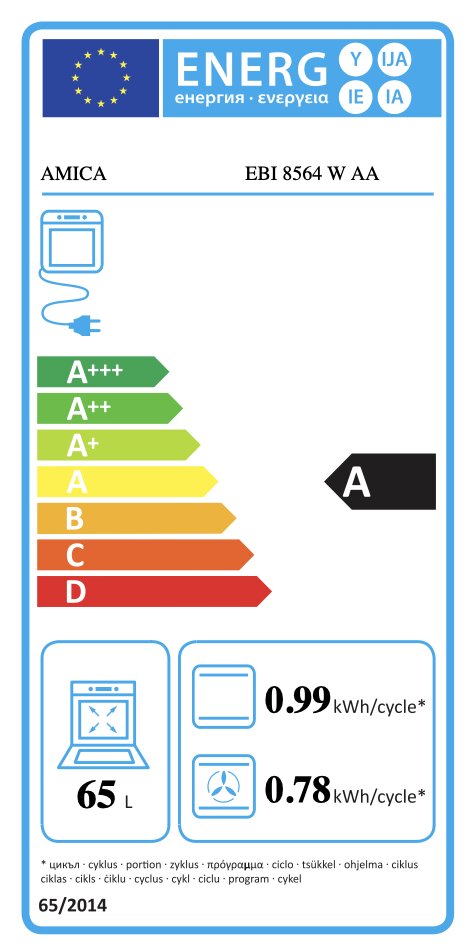 Integreeritav ahi Amica EBI8564AA, maht 66 liitrit price and information | Ahjud | hansapost.ee