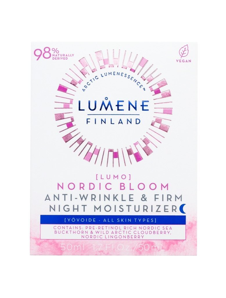 Pinguldav, niisutav öökreem Lumene Nordic Bloom Anti-wrinkle & Firm 50 ml цена и информация | Näokreemid | hansapost.ee