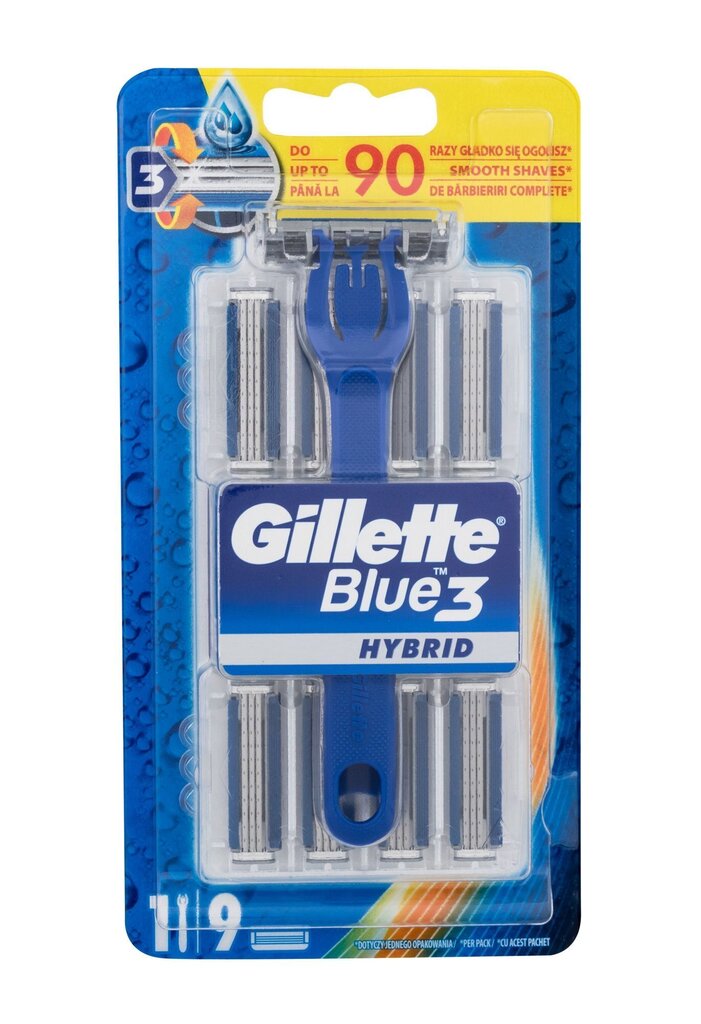 Raseerija + 9 raseerimispead Gillette Blue3 Hybryd цена и информация | Raseerimisvahendid | hansapost.ee