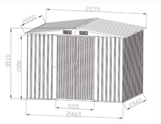 Aiakuur 4,63 m², 2260 x 2050 mm цена и информация | Aiamajad ja kuurid | hansapost.ee