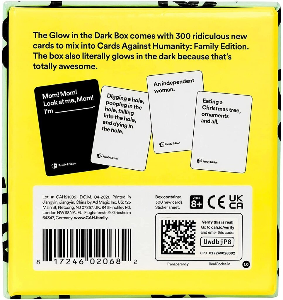 Cards Against Humanity – Family Edition: Glow In The Dark Box hind ja info | Lauamängud ja mõistatused perele | hansapost.ee