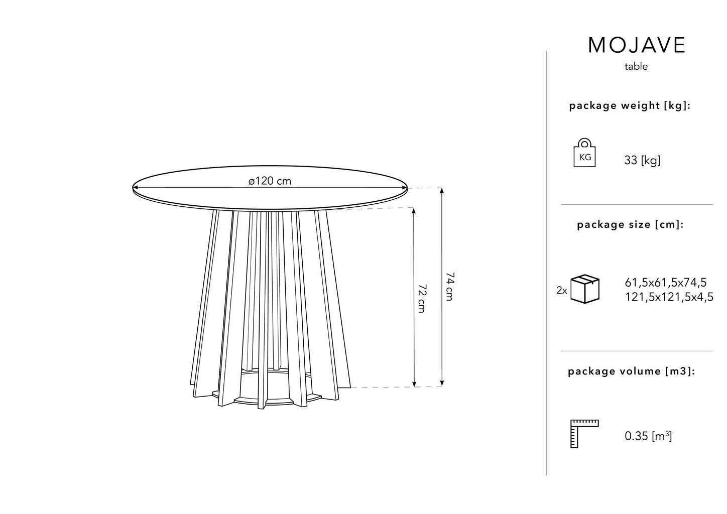 Laud Micadoni Home Mojave, 120 cm, pruun цена и информация | Köögilauad, söögilauad | hansapost.ee