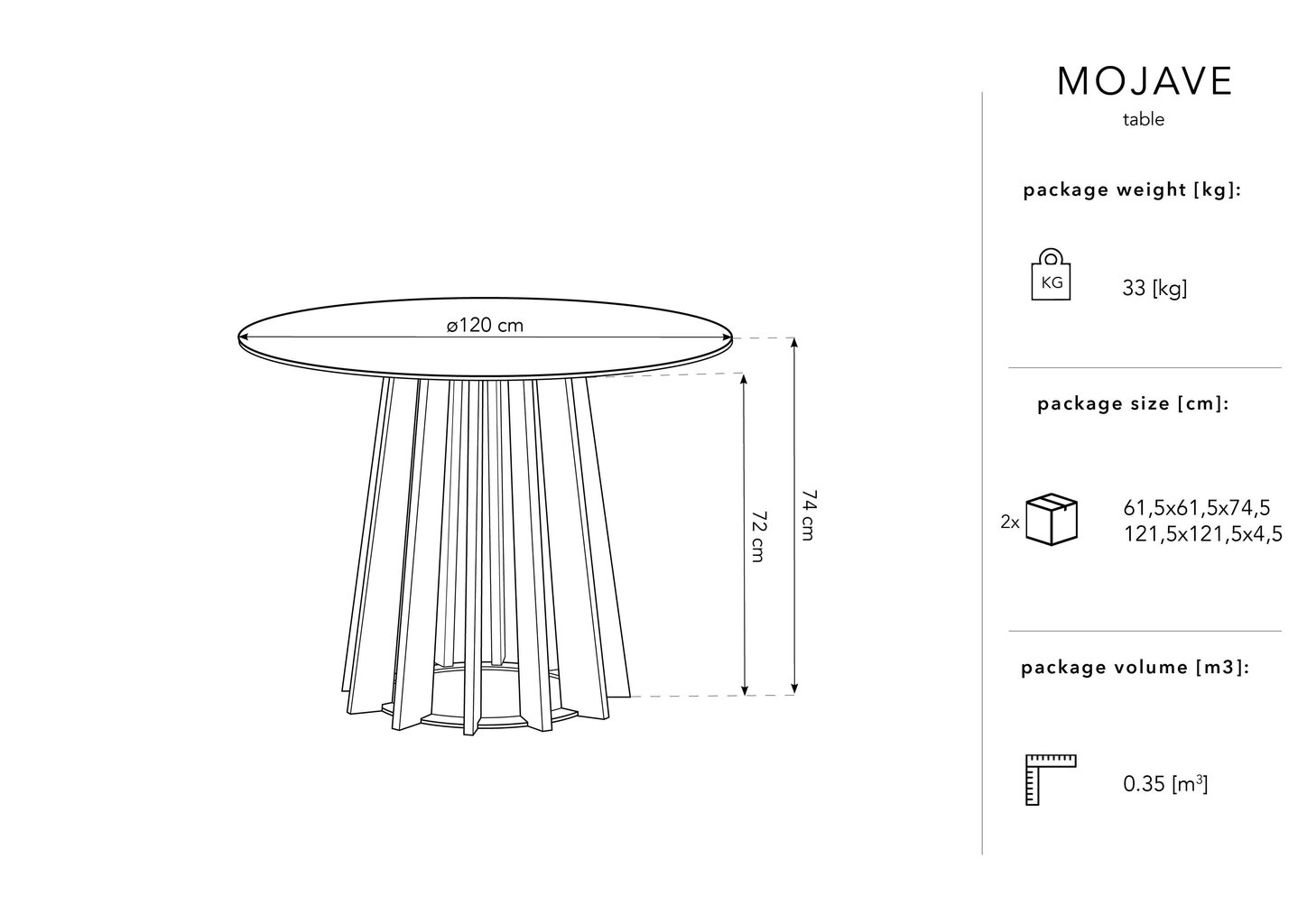 Laud Micadoni Home Mojave, 120 cm, must hind ja info | Köögilauad, söögilauad | hansapost.ee