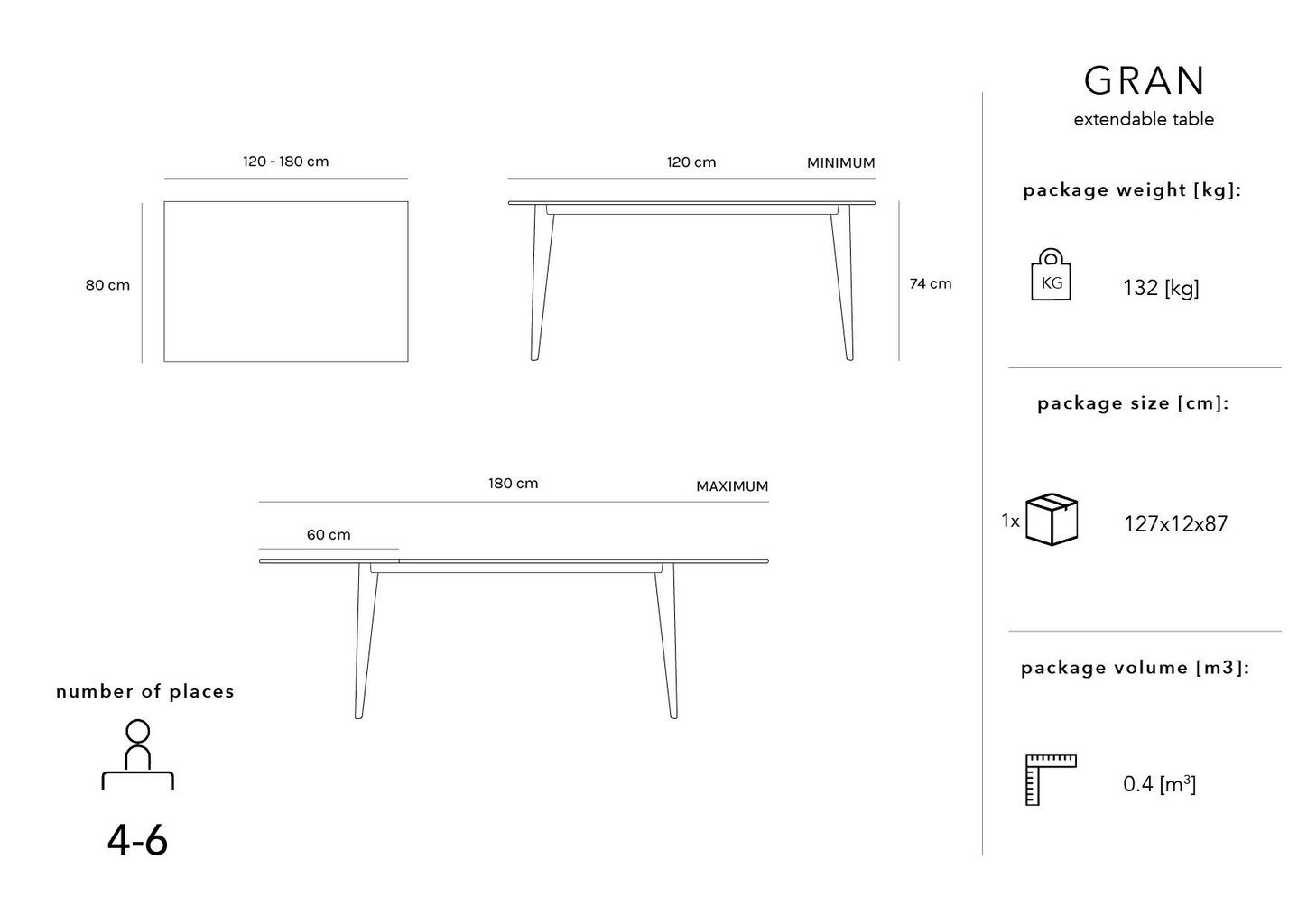 Kokkupandav laud Micadoni Home Gran, 120x80 cm, pruun цена и информация | Köögilauad, söögilauad | hansapost.ee