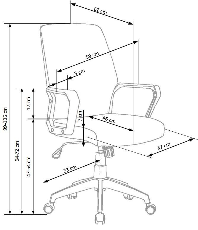 Kontoritool Halmar Spin, hall/valge hind ja info | Kontoritoolid | hansapost.ee