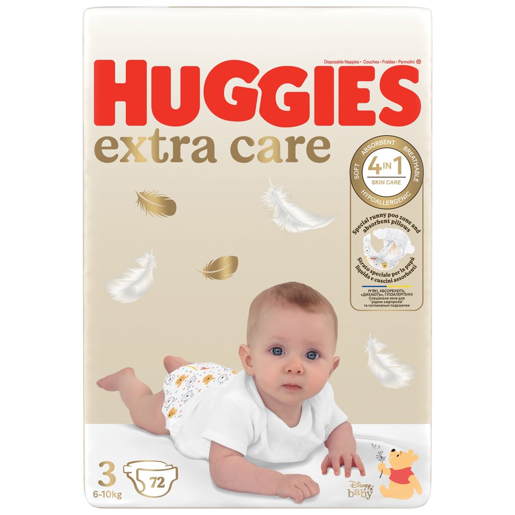 Mähkmed HUGGIES Extra Care, suurus 3, 6-10 kg, 72 tk. hind ja info | Mähkmed, riidest mähkmed | hansapost.ee